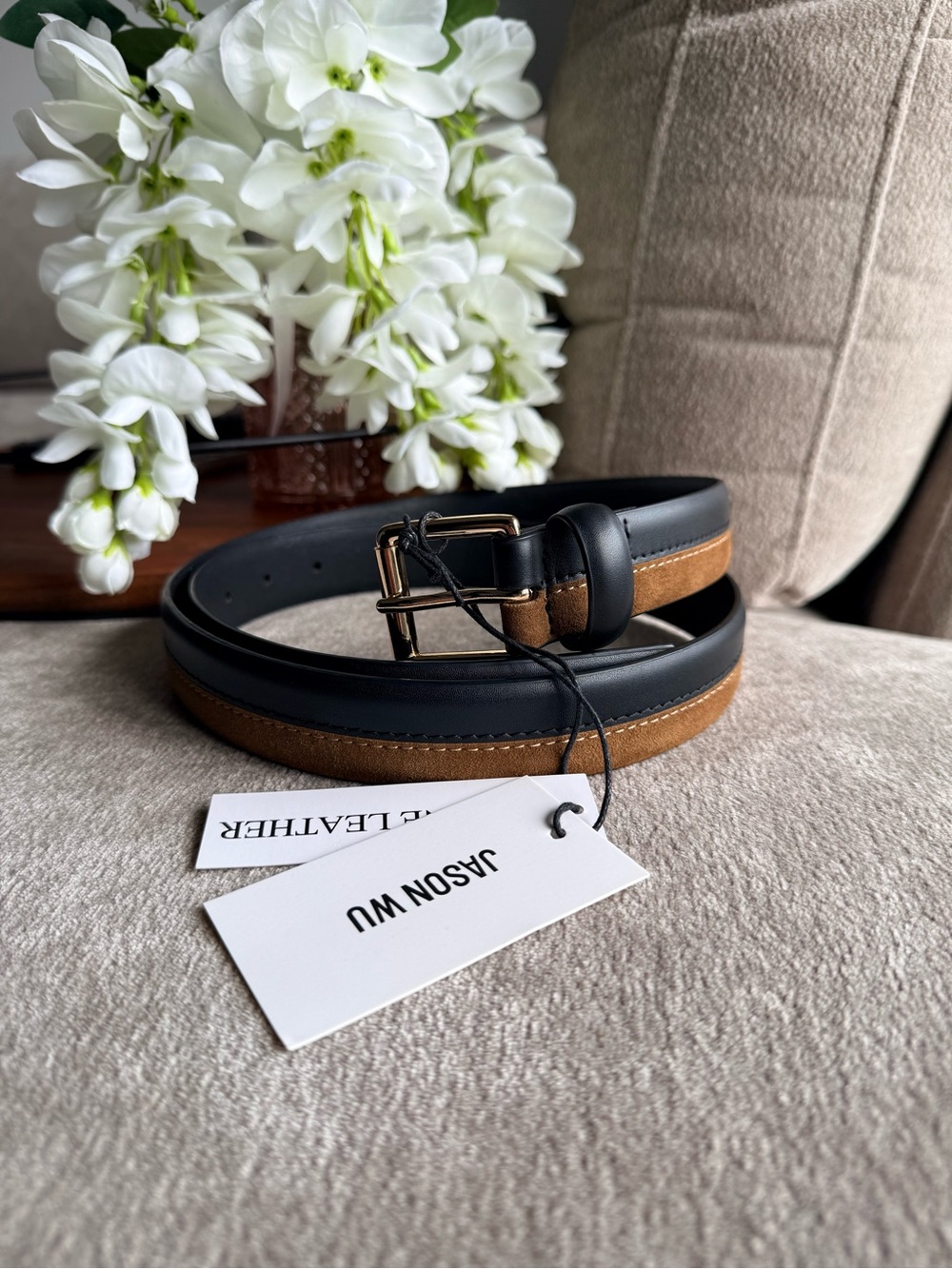 Jason Wu Black and Brown Leather Belt NWT